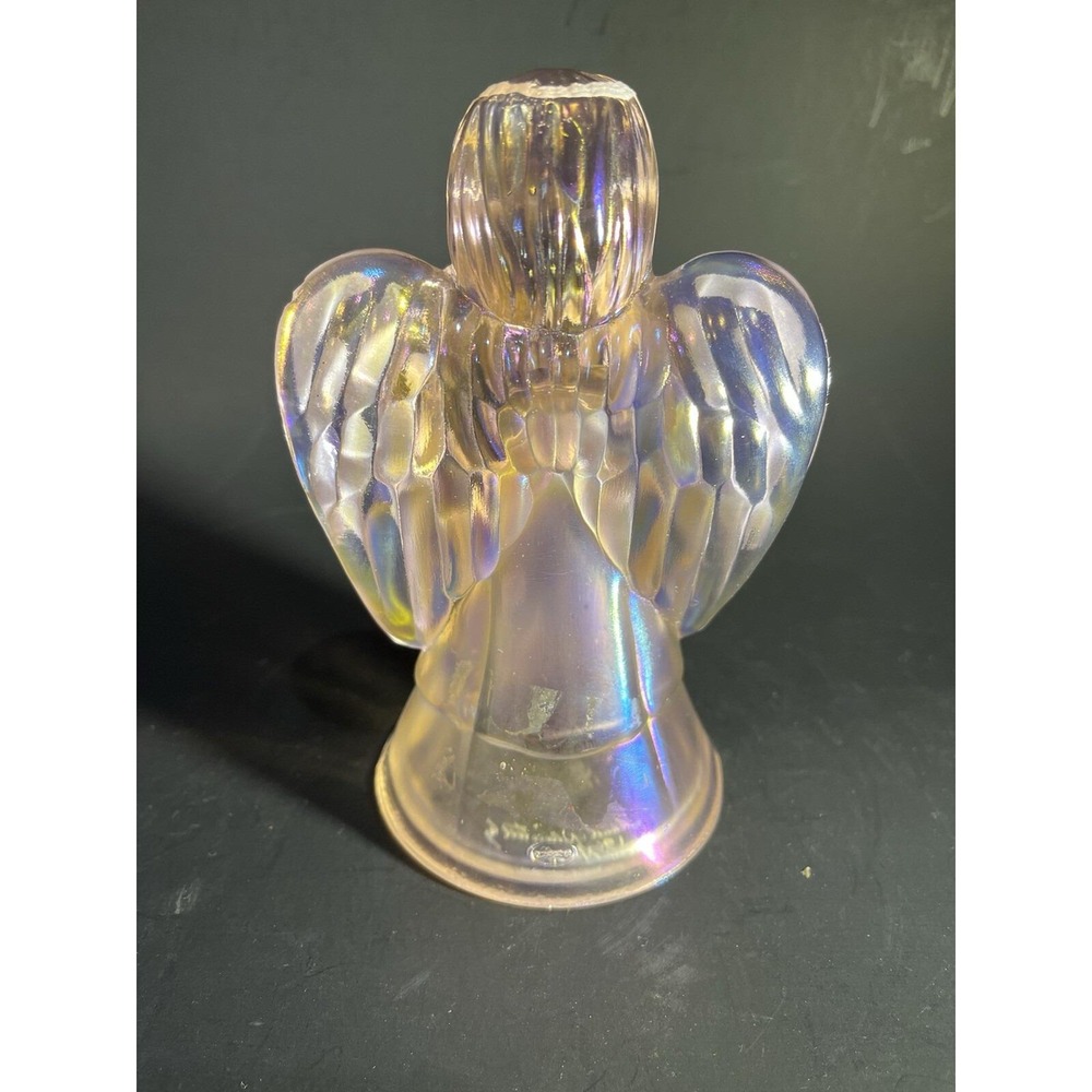 Fenton Art Glass Angel Iridescent Joy Hand Painted Flowers Signed Williams - Picture 3 of 9
